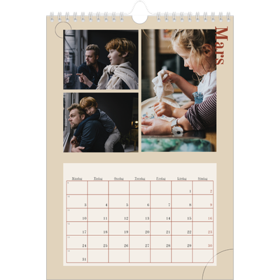 Fotokalender A4 Enkel (20 x 30 cm) — Asymmetrisk text [Mars]