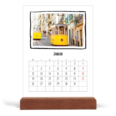 Skrivbordskalender med träställ - Stående — Albumögonblick [Januari]