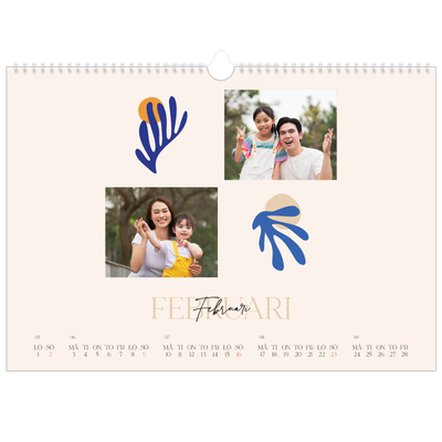 Fotokalender A3 Enkel — Minimalistisk korall [Februari]