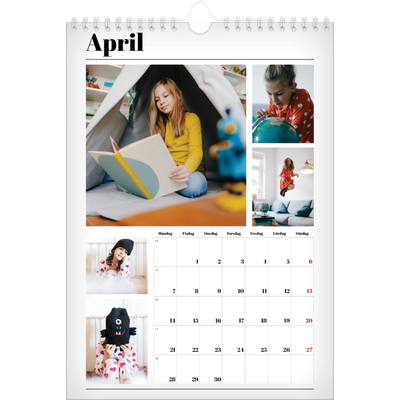 Fotokalender A4 Enkel (20 x 30 cm) — Tidningsstil [April]