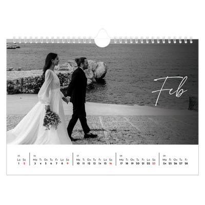 Fotokalender A4 Enkel — Elegant skrift [Februari]
