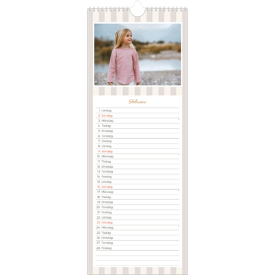 Fotokalender Smal  — Skrift och ränder [Februari]