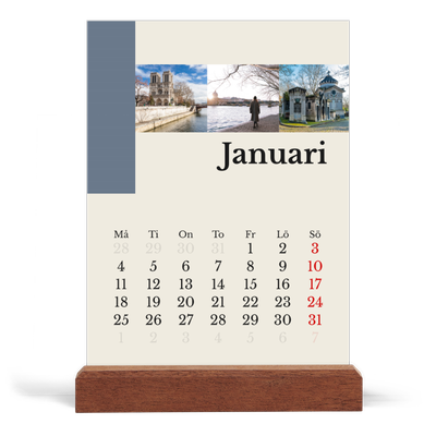 Skrivbordskalender med träställ - Stående — Världens sevärdheter [Januari]