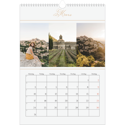 A3 Årskalender — Elegant guld [Mars]