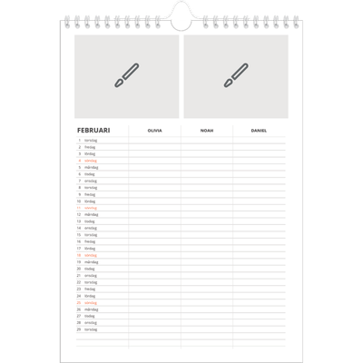 A4 Familjeplanerare — Designa själv - Familj på 3 [Februari]