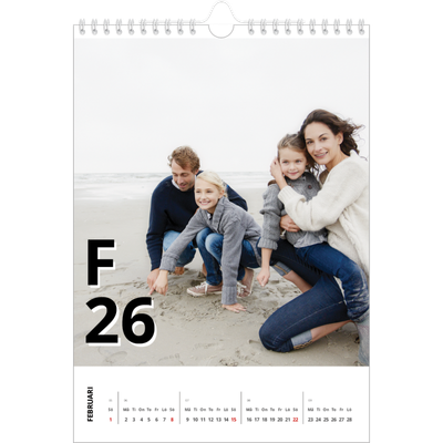 Fotokalender A4 Enkel (20 x 30 cm) — Bokstäver och tal [Februari]