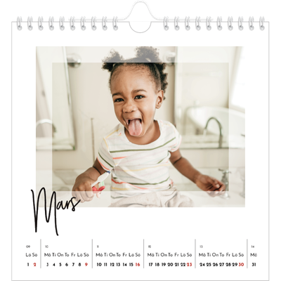 Årskalender kvadratisk — Transparent ram [Mars]