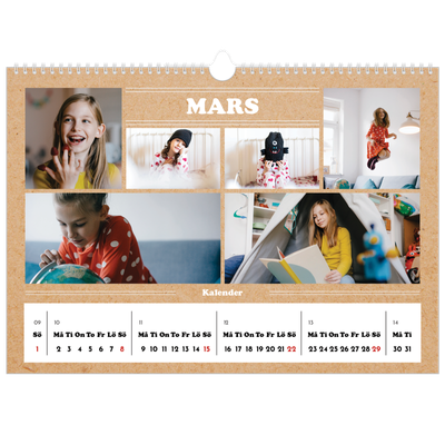 Fotokalender A3 Enkel — Magasinstil [Mars]