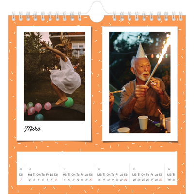 Årskalender kvadratisk — Färgglada retro bilder [Mars]