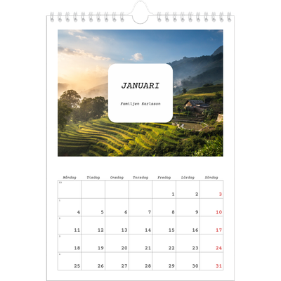 Fotokalender A4 Enkel (20 x 30 cm) — Hela historien [Januari]