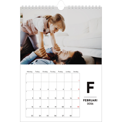 Fotokalender A4 Enkel (20 x 30 cm) — Bokstav i fokus [Februari]