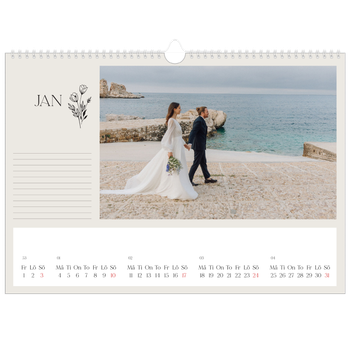 Fotokalender A3 Enkel — Initialer i blom
