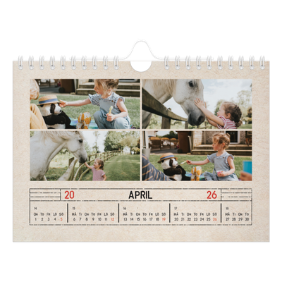 Fotokalender A5 Enkel — Kraftpapper med stämpeleffekt [April]