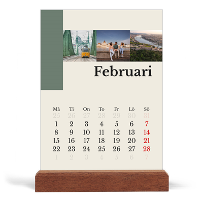 Skrivbordskalender med träställ - Stående — Världens sevärdheter [Februari]