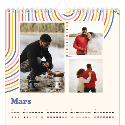 Årskalender kvadratisk — Retro ränder [Mars]