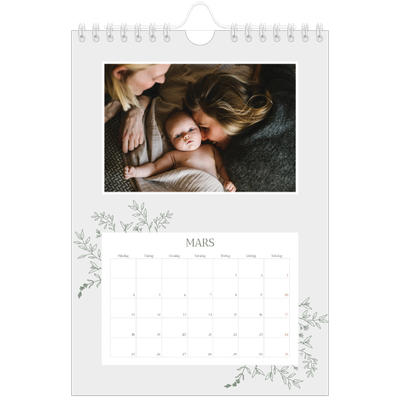 Fotokalender A5 Enkel — Handritade blommor [Mars]