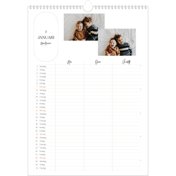 Fotokalender A3 Enkel — Planeraren - Familj på 3