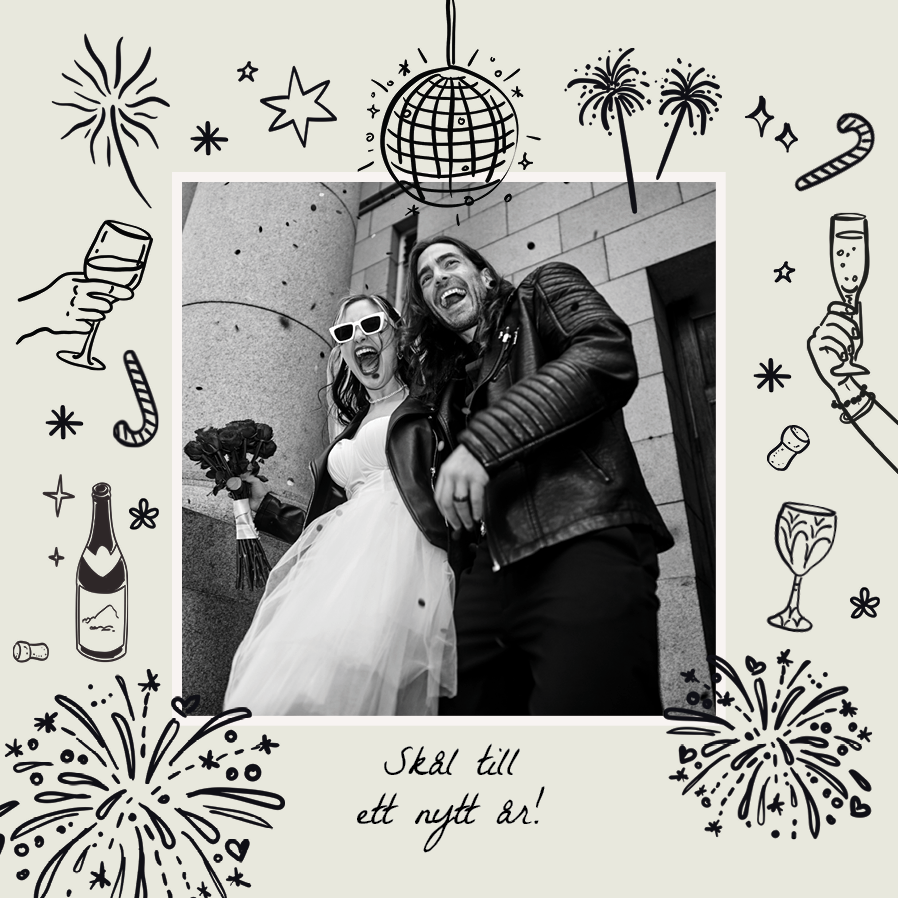 Fotokort — Fyrverkeri och bubbel