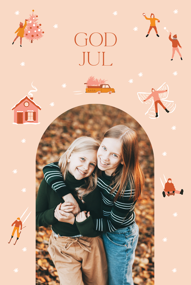 Fotokort — Snöängel och vinterlek