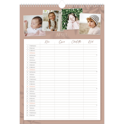 A3 Familjeplanerare — Jordnära - Familj på 4 [April]