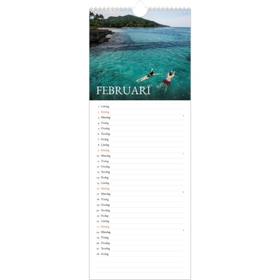 Fotokalender Smal  — Enkel serif-teckensnitt [Februari]