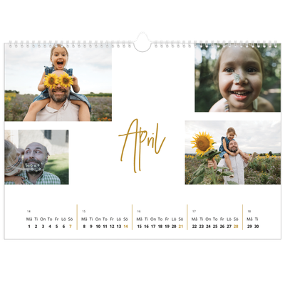 Fotokalender A3 Enkel — Guldstift [April]