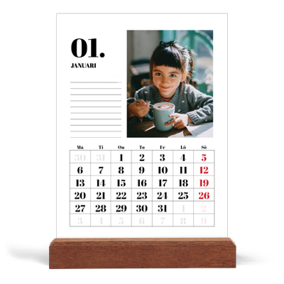 Skrivbordskalender med träställ - Stående — Serif och ögonblick [Januari]