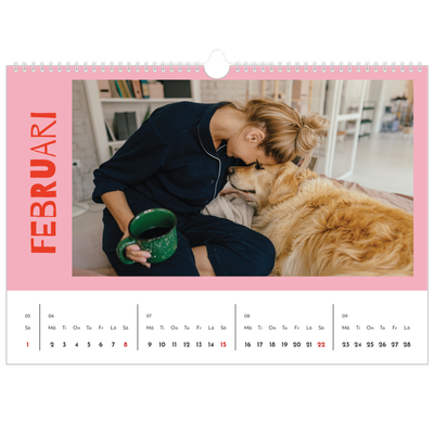 Fotokalender A3 Enkel — Färgglad kalender [Februari]