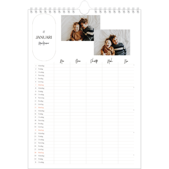 Fotokalender A4 Enkel — Planeraren - Familj på 5