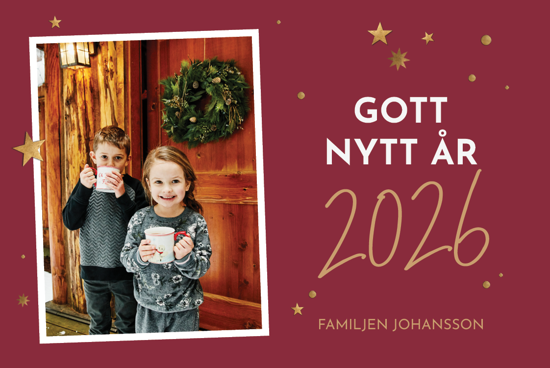 Fotokort — Burgund och guld