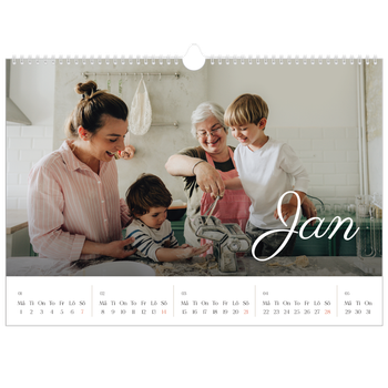 Fotokalender A3 Enkel — Handskrivna månader