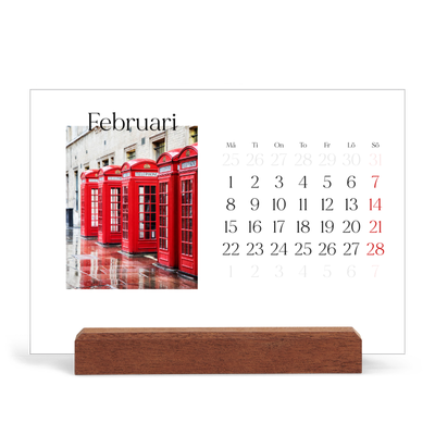 Skrivbordskalender med träställ - Liggande  — Min reseskildring [Februari]