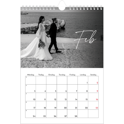 Fotokalender A4 Enkel (20 x 30 cm) — Elegant skrift [Februari]