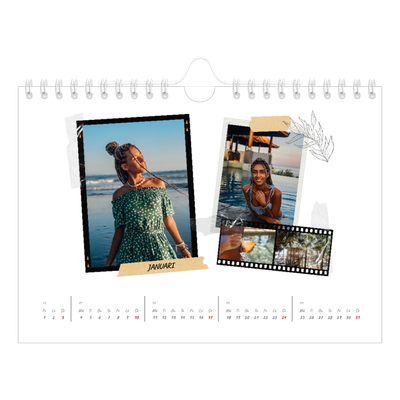 Fotokalender A5 Enkel — Scrapbook stil [Januari]