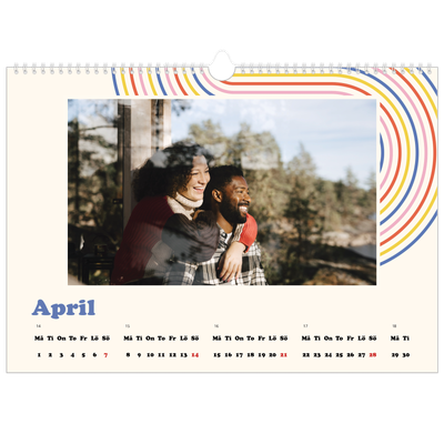 Fotokalender A3 Enkel — Retro ränder [April]