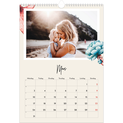 A3 Årskalender — Målade blommor [Mars]