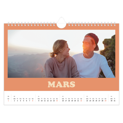 Fotokalender A4 Enkel — Retro ramar [Mars]