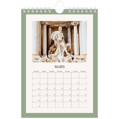 Fotokalender A5 Enkel — Klassiska färger [Mars]