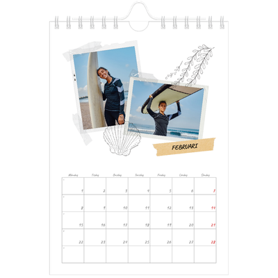 Fotokalender A5 Enkel — Scrapbook stil [Februari]