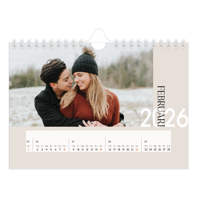 Fotokalender A5 Enkel — Överlappande text [Februari]