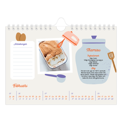 Fotokalender A5 Enkel — Året i recept [Februari]