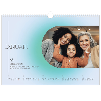 Fotokalender A3 Enkel — Stjärnteckens färger [Januari]