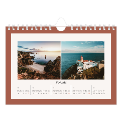 Fotokalender A5 Enkel — Klassiska färger [Januari]