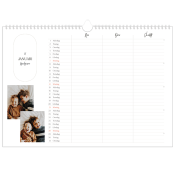 Fotokalender A3 Enkel — Planeraren - Familj på 3