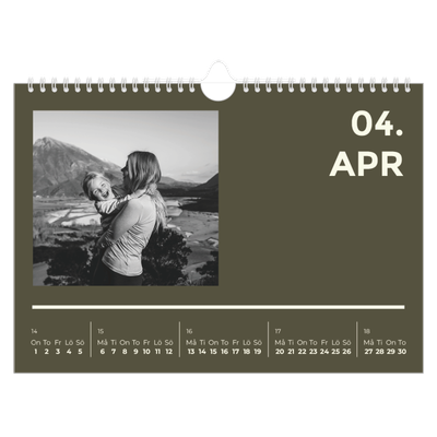 Fotokalender A4 Enkel — Modern och djärv [April]