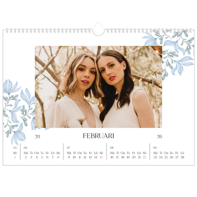 Fotokalender A3 Enkel — Elegant blommig [Februari]