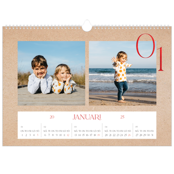 Fotokalender A3 Enkel — Röda detaljer