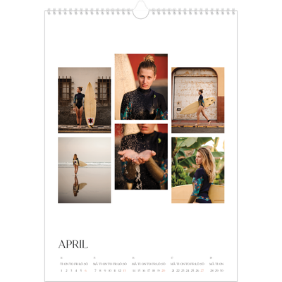 A3 Årskalender — Surfing i solnedgången [April]
