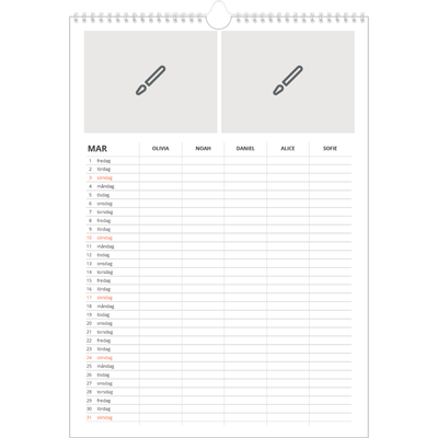 A3 Familjeplanerare — Designa själv - Familj på 5 [Mars]