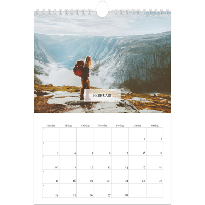 Fotokalender A4 Enkel (20 x 30 cm) — Klassisk kalender [Februari]